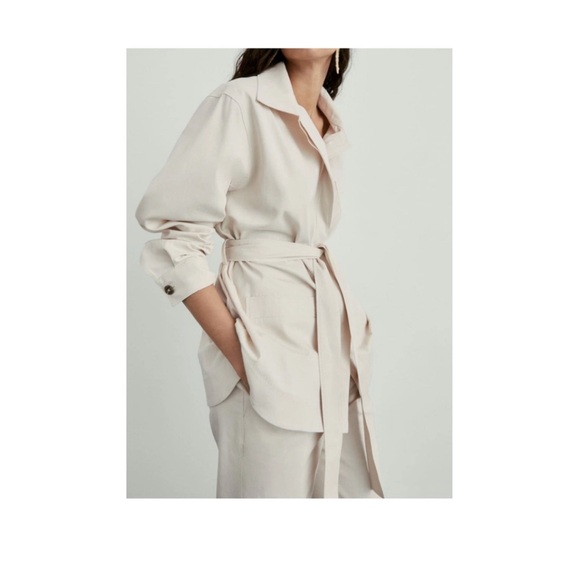 Massimo Dutti Other - Massimo Dutti Cream Cotton Suit Jacket  Trousers Relaxed Fit XS